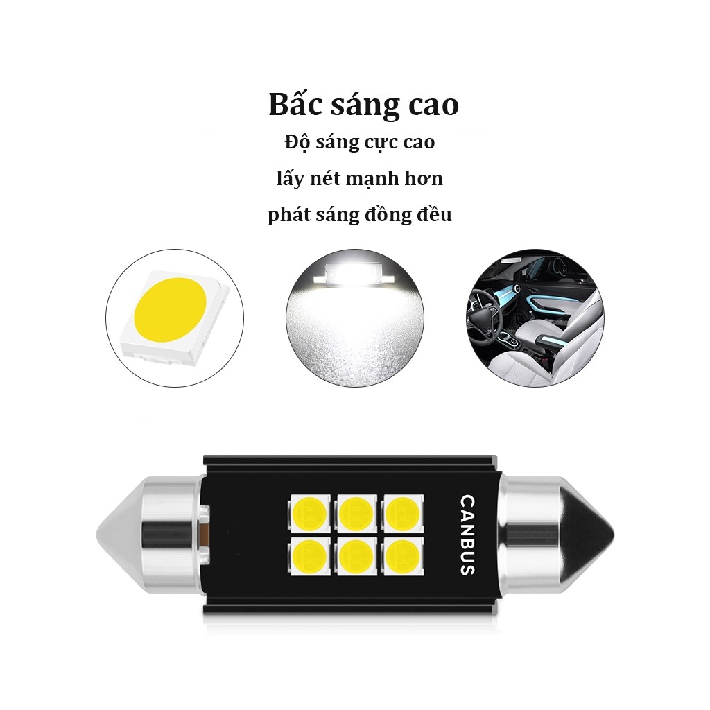 Đèn LED trần chuẩn CANBUS, không lỗi cắm vào là sáng, trần, Đèn led ôtô, Đọc đèn trên nóc xe