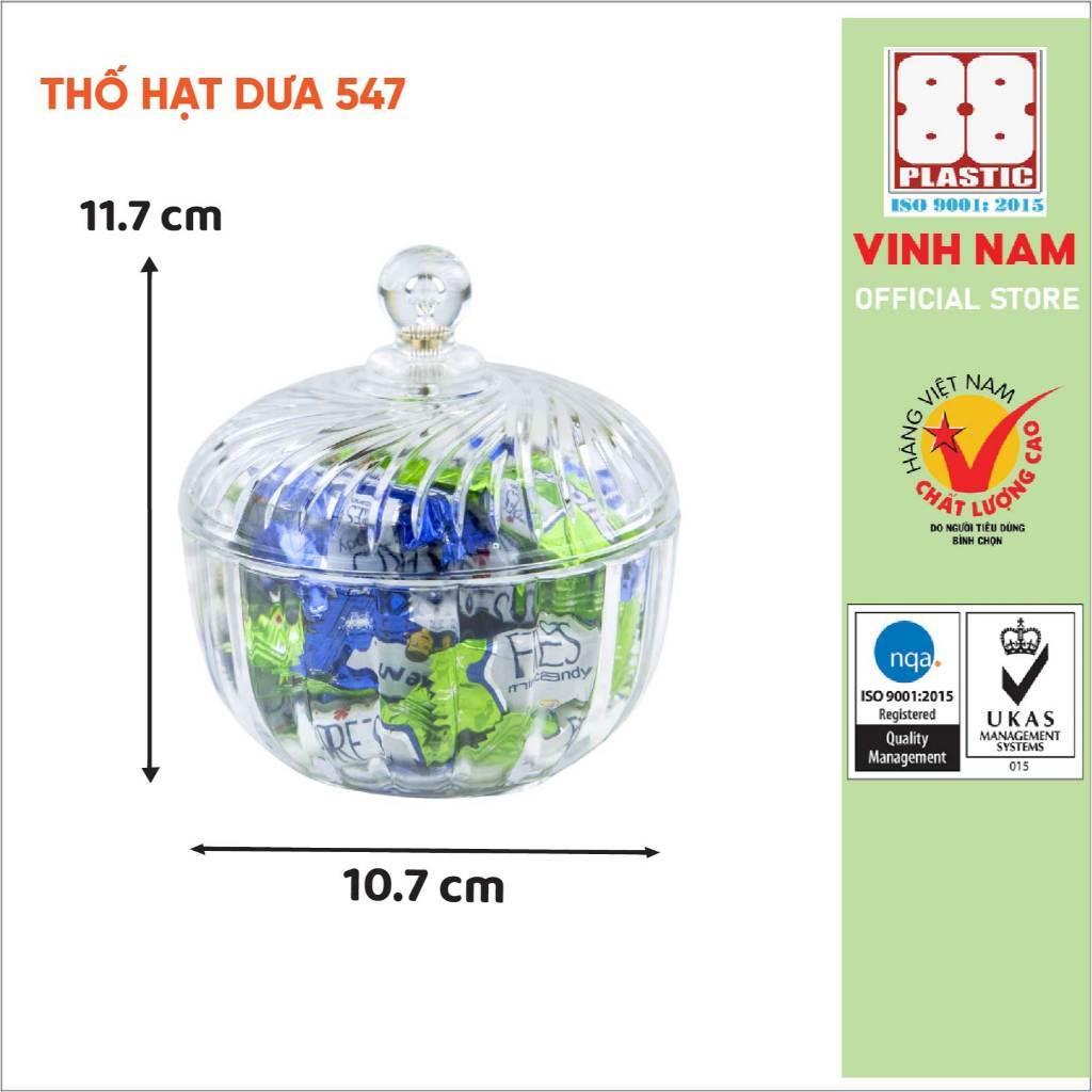 Thố Đựng Hạt Dưa Vinh Nam Plastic Hũ Đựng Bánh Kẹo Nhựa PS Trong Suốt Sang Trọng - Mã 547
