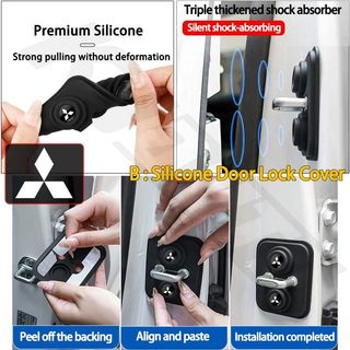 Mitsubishi Cửa Ô Tô Chống Va Chạm Dải Cửa Ô Tô Cản Góc Cửa Silicon Khóa Bảo Vệ Bao Silicon Giảm Sốc Miếng Lót Cho Ralliart Xforce Mirage Triton Xpander Lancer ASX