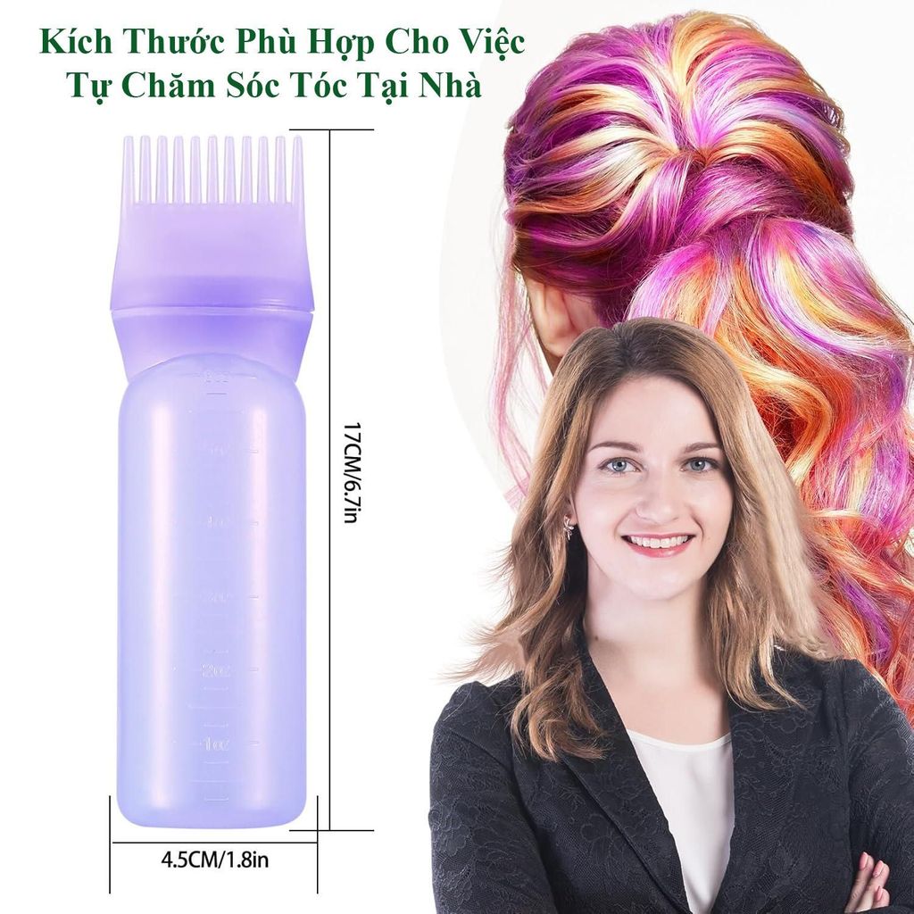 [Bộ 2 Chiếc] Dụng Cụ Nhuộm Tóc, Dụng Cụ Dưỡng Tóc Tại Nhà Tích Hợp Lược Chải Nhuộm Tóc 120ml