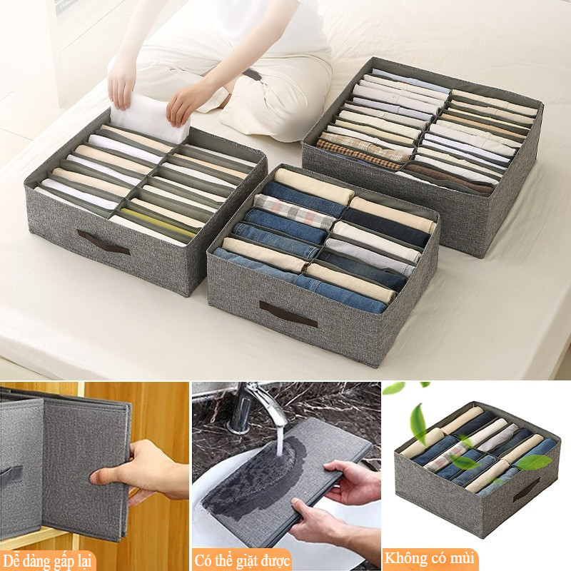 Hộp Đựng Quần Áo Bằng Vải 10/16 Ngăn - Khung Cứng Chắc Chắn, Đa Năng Gấp Gọn Tiện Lợi, Tiết Kiệm Diện Tích