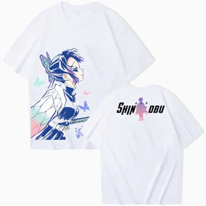 Áo thun cổ tròn Oversize hình Shinobu Kochou, 100% cotton, phù hợp nam nữ