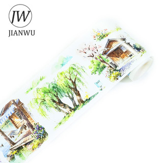 JIANWU 80mm * 200cm Vintage Mùa Xuân Vật Liệu Phong Cảnh Hoa Cắt Kéo Thêu Sò Băng Washi Sáng Tạo DIY Tạp Chí Văn Phòng Phẩm