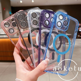 Ốp điện thoại từ tính acrylic siêu mỏng, trong suốt cao cho iPhone 11 12 13 14 15 16 17 Pro Max, tích hợp màng ống kính chống rơi