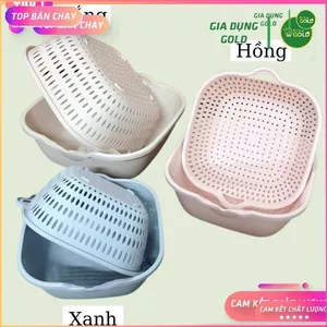 Rổ nhựa chữ nhật kèm chậu 6 món cao cấp việt nhật
