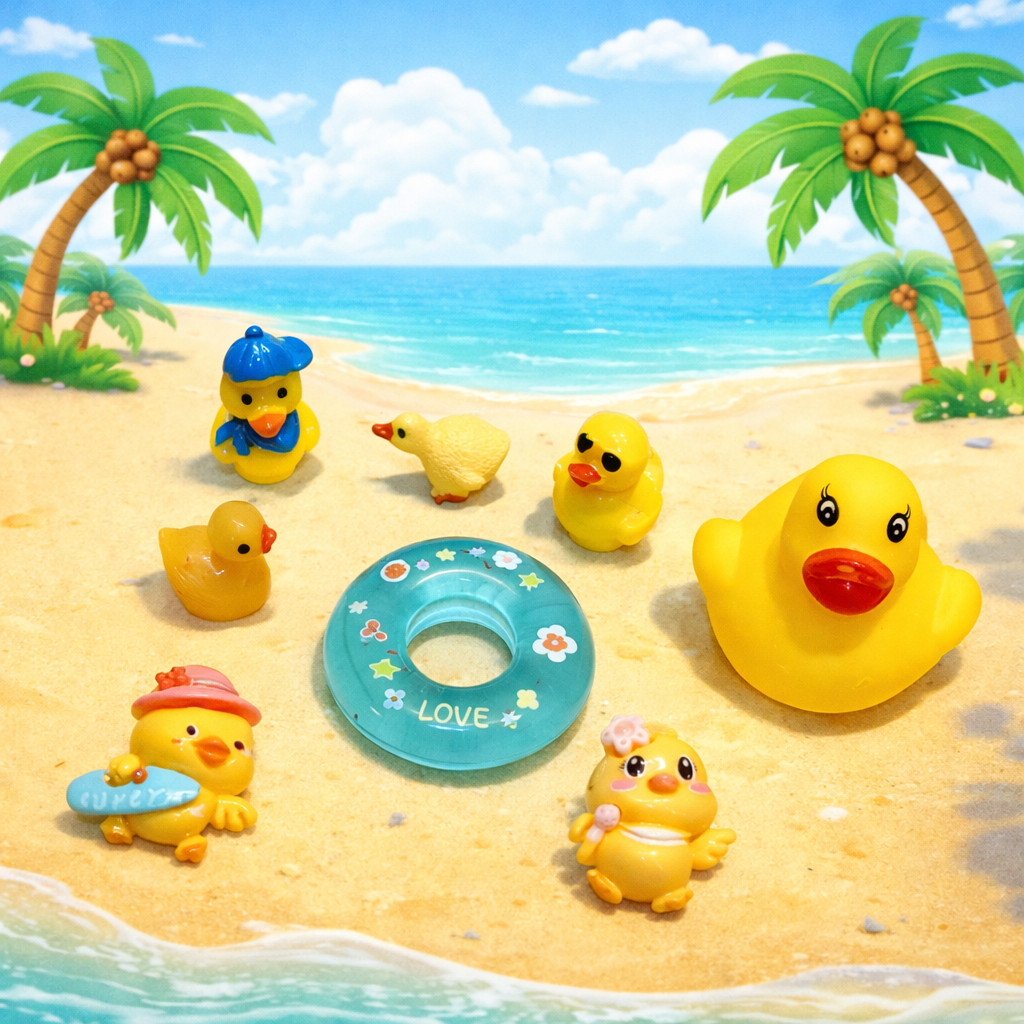 Set Charm Vịt Phao Biển Mùa Hè Cute – Trang Trí Dép Phong Cách Nhiệt Đới Dễ Thương