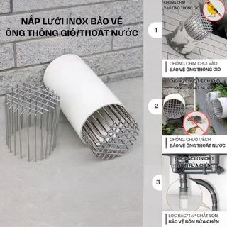 【COD】Nắp ống thoát nước tròn inox chống tắc, lưới lọc rác dày dặn, ngăn chặn chim chuột và côn trùng hiệu quả.