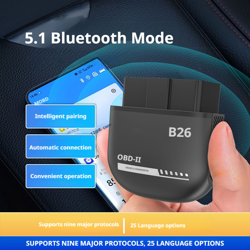 B26 OBD2 Máy quét SEAMETAL Bluetooth 5.1 - Công cụ chẩn đoán ô tô chuyên nghiệp - Máy đọc mã lỗi động cơ