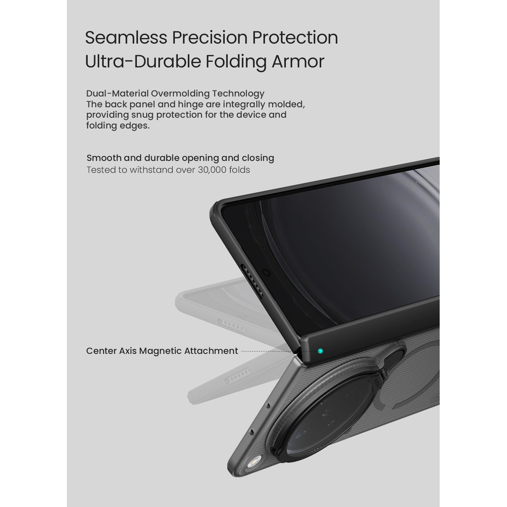Nillkin Cho OPPO Find N6 Super Frosted Shield Prop PC Chống Sốc Chống Rơi Bảo Vệ Ống Kính Máy Ảnh Chân Đế Từ Cứng Ốp lưng Vỏ
