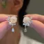 Bông tai hoa pha lê và ngọc trai zircon, phụ kiện thời trang đơn giản, món quà hoàn hảo để dự tiệc
