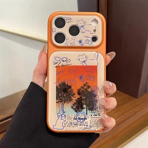 Ốp lưng cứng hình mèo và chó Graffiti tương thích với iPhone 13 pro max 14 pro max 15 pro max 16 pro max 17pro max