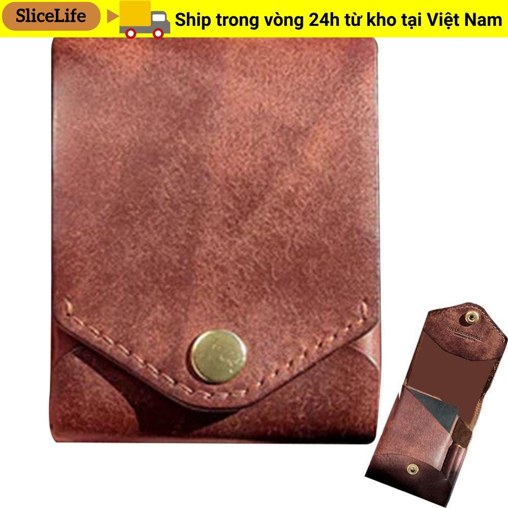 Ví mỏng tối giản SLICELLIFE, Khe cắm bút tích hợp chống nước Ví nhỏ gọn đa chức năng, Kẹp tiền bằng da PU thủ công Du lịch