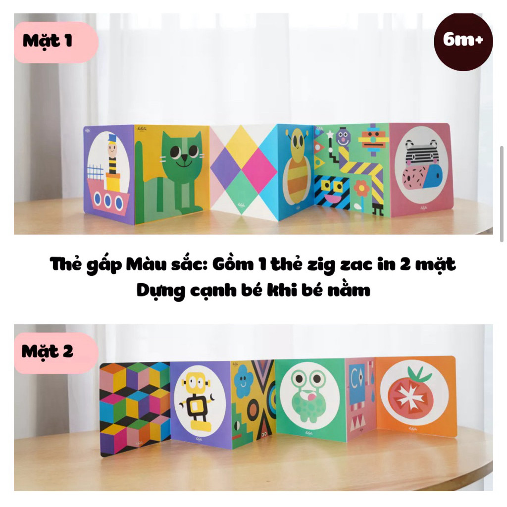 Thẻ Kích Thích Thị Giác Cho Bé In 2 Mặt DouDou (0 - 12M+) A24 Hỗ Trợ Bé Nhận Biết Màu Sắc
