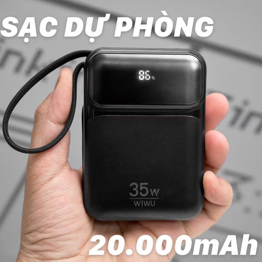 [Chính Hãng] Pin Sạc Dự Phòng 20000mAh WiWU Galaxy Series Wi-P036 - Sạc Nhanh 35W, Đạt Chuẩn 3C, Kèm 2 Cáp C & Lightning