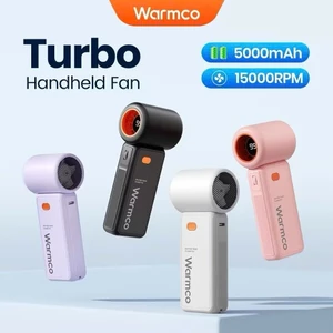 Quạt Cầm Tay Mini Warmco Turbo Pin 3600/5000mAh - 100 Tốc Độ Gió, Động Cơ 15.000 Vòng/Phút, Màn Hình LED