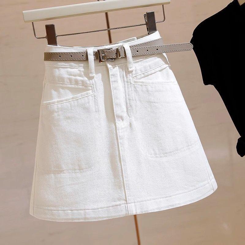 Váy Denim Trắng Chữ A Mùa Hè, Thiết Kế Mỏng Nhẹ