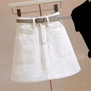 Váy Denim Trắng Chữ A Mùa Hè, Thiết Kế Mỏng Nhẹ