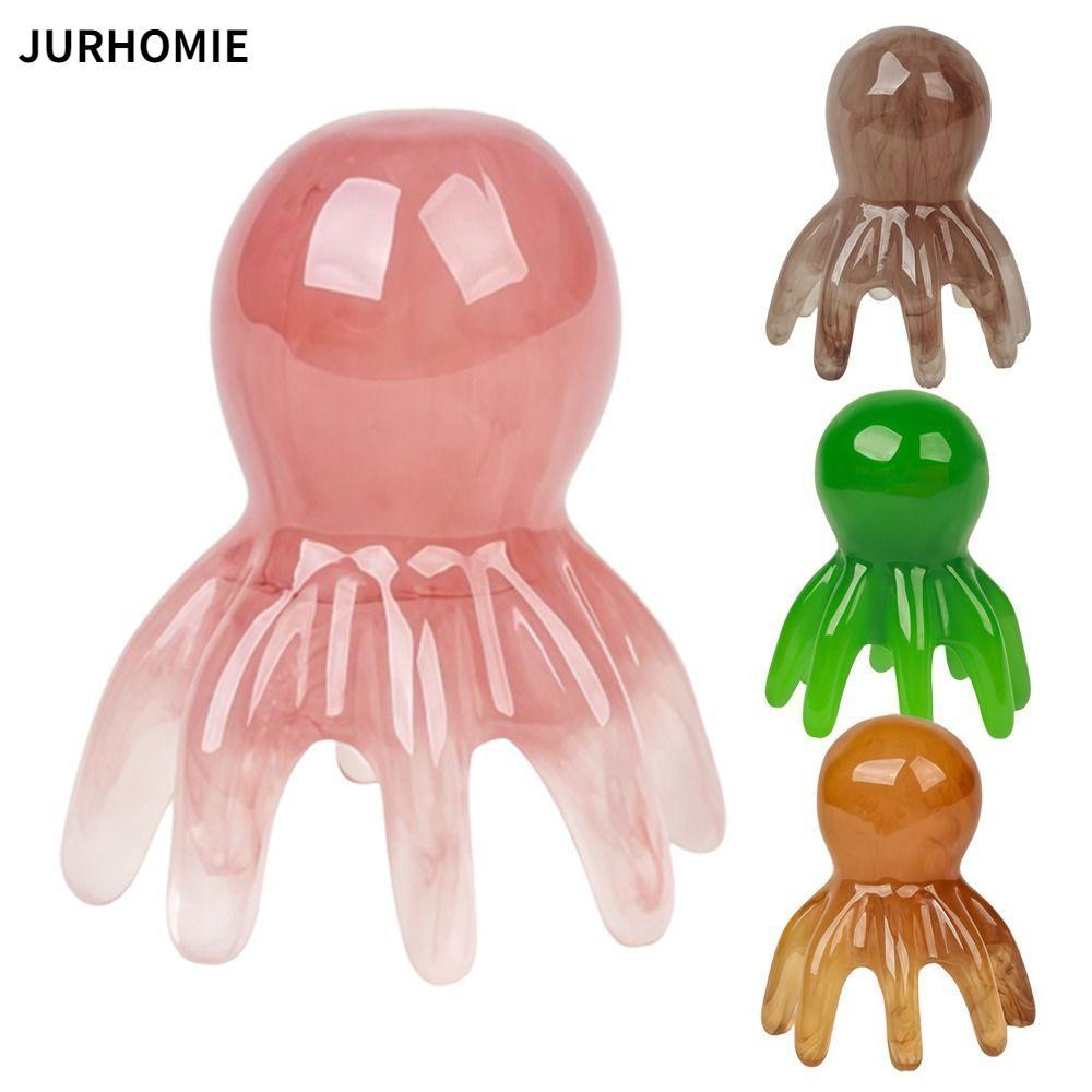 Máy mát xa đầu JURHOMIE, Lược Massage bạch tuộc chống rụng răng 8 răng, Đầu di động Kinh tuyến cạo nhựa SPA Gua Sha Tool Hàn Quốc