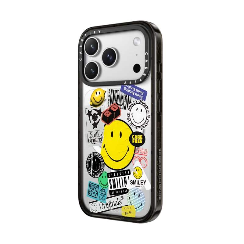 CASECASE X Smiley Sticker Case Black / Sky Blue / Pink Fizz Candy Collection Màu sắc rõ ràng cứng hút từ tính Vỏ tác động cho Apple IPhone 13 14 15 16 17Pro Max Plus Có hộp