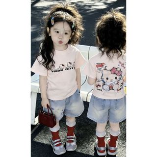 Áo thun cho bé gái – Cotton in hình Kitty dễ thương, phong cách Hàn Quốc mùa hè