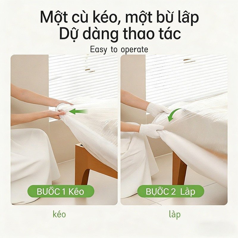 bọc giường chống bụi chống nước màng bọc trong suốt phủ nệm dùng một lần bảo quản nội thất