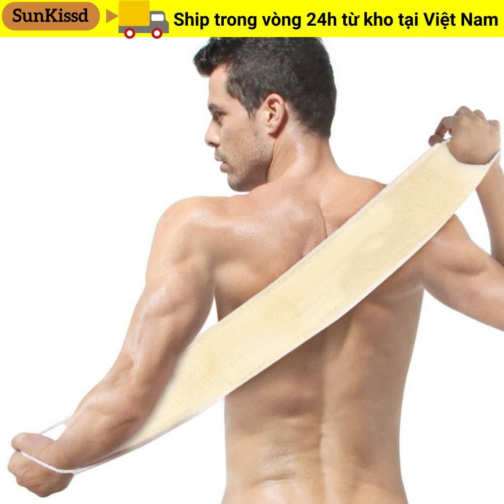 SUNKISSD Loofah Dây đeo lưng, Khăn dải Dây tắm tẩy tế bào chết hai mặt, Đai vệ sinh Massage toàn thân Máy tẩy tế bào chết Loofah ladle Tắm toàn thân Máy chà lưng tắm Rub