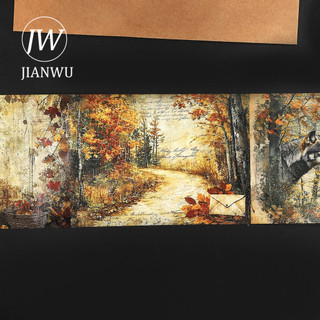 JIANWU 80mm * 204mm Vintage Tree House Road Phong Cảnh Chất Liệu Cắt Dán Thêu Sò Băng Washi Sáng Tạo DIY Tạp Chí Văn Phòng Phẩm