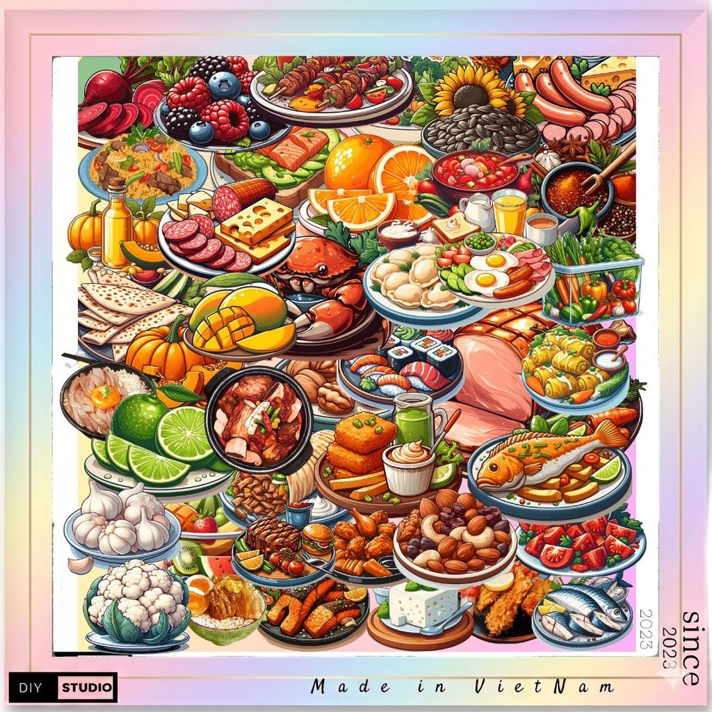 100 sticker đồ ăn kiểu âu siêu bắt mắt trang trí quán ăn menu notebook sổ tay