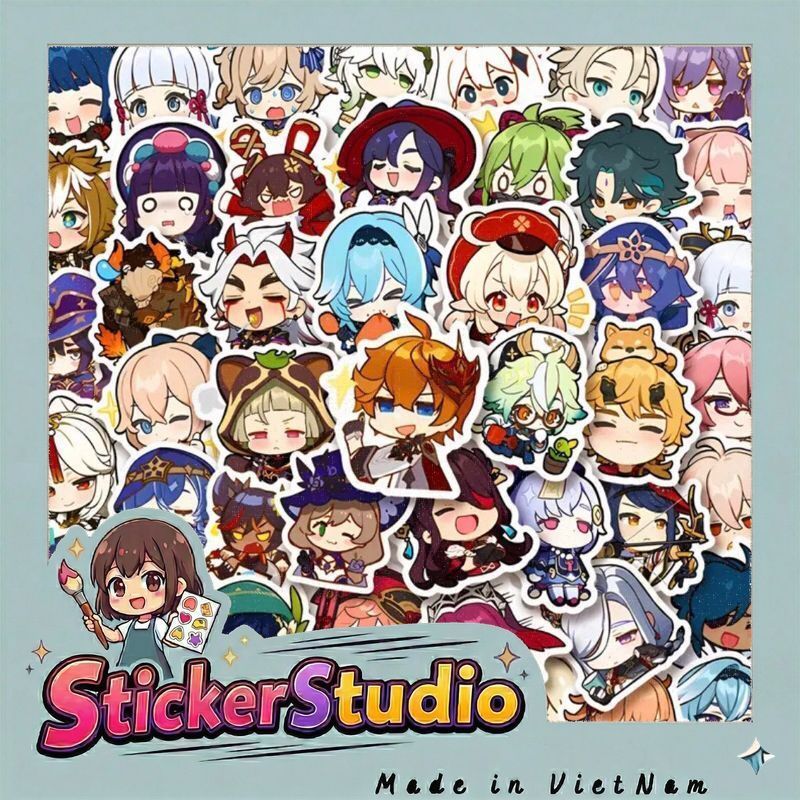60 sticker GHENSHIN IMPACT trang trí sổ tay dụng cụ học tập cặp sách điện thoại ốp lưng.