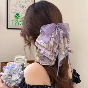 Kẹp đuôi ngựa nơ hoa thanh lịch kiểu Pháp, ngọt ngào dành cho nữ