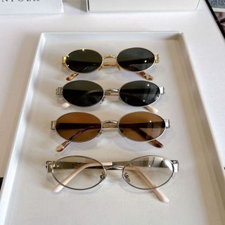 Kính mát hình bầu dục phong cách retro châu Âu và Mỹ, làm từ kim loại cũ, chống tia cực tím