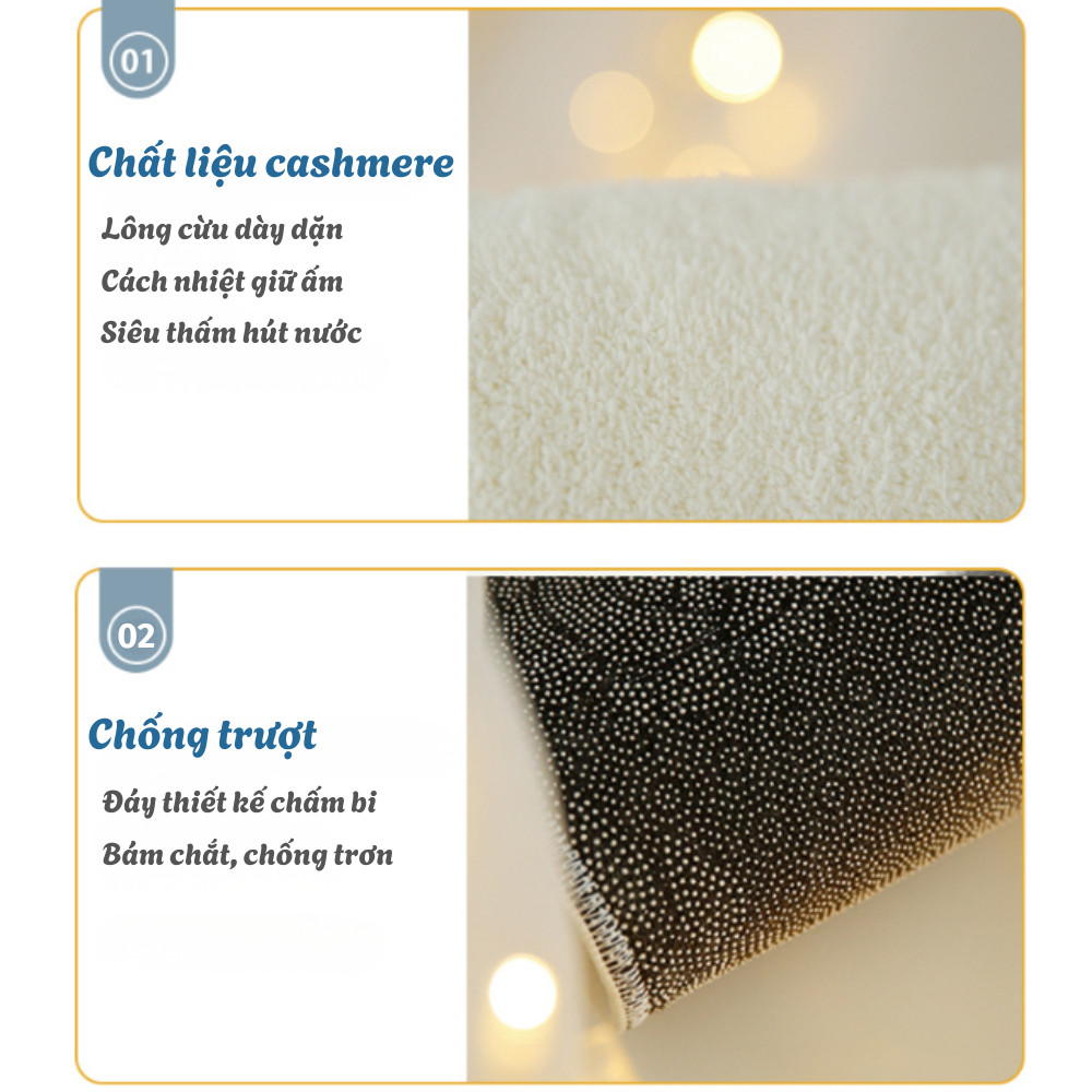Thảm Lau Chân Lông Cừu Cashmere Hình Thú Đáng Yêu Tắm Phòng Khách Siêu Thấm Hút Chống Trượt
