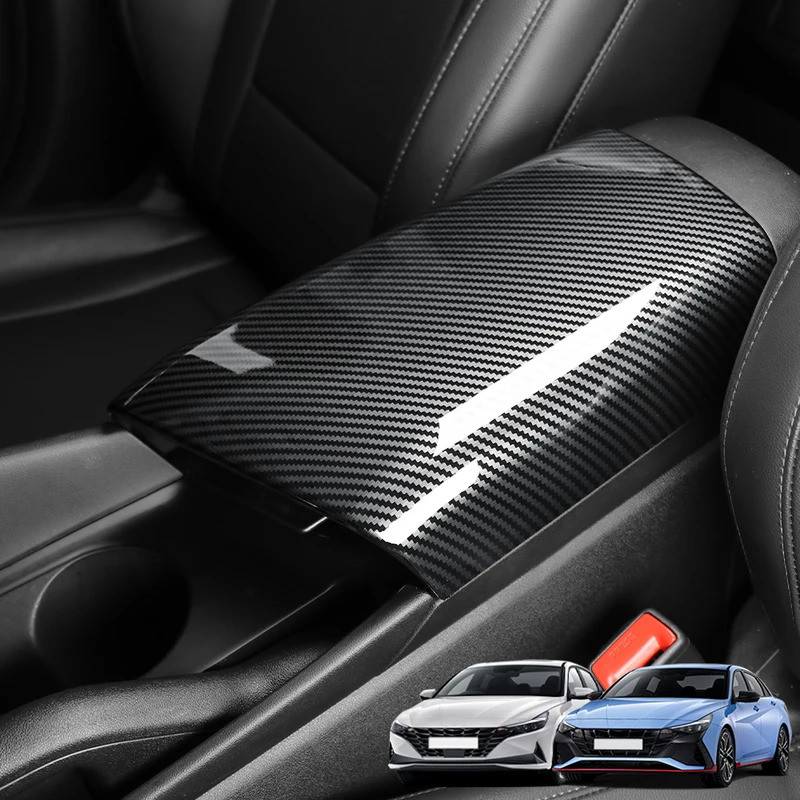 Dành Cho Xe Hyundai Elantra CN7 N / CN7 Tay Vịn Đệm Bao Sợi Carbon ABS Bảng Điều Khiển Tay Hộp Miếng Lót LHD / RHD
