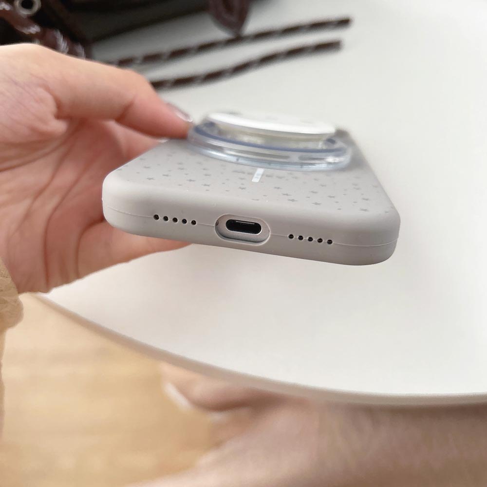 Ốp lưng TPU Tương thích với iPhone 13 14 14Pro 14ProMax 15 15Pro 15ProMax 16 16Pro 16ProMax 17 17Pro 17ProMax Vỏ nam châm họa tiết ngôi sao màu xám