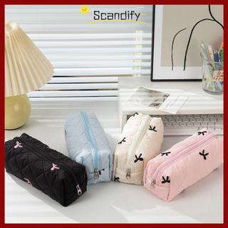 [Giao hàng từ Việt Nam] Túi đựng bút chì nơ SCANDIFY, Túi đựng bút sinh viên phong cách INS hoa, Túi đựng mỹ phẩm dung tích lớn Quilted