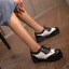 VNLDH34-39 Size Brock Da Dầu Giày Da Nhỏ Nữ Xuân Thu Phong Cách Anh Preppy Phong Cách Retro Phối Màu Phù Hợp Với Giày Công Sở Giày Gót Dày Hợp Thời Trang Gothic