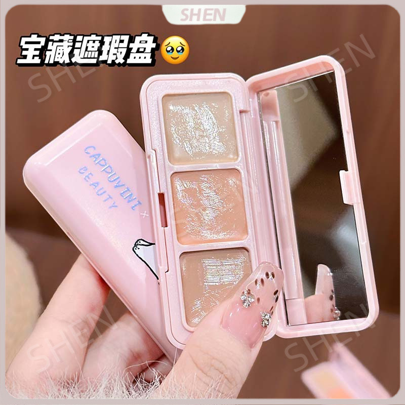 CAPPUVINI Playful Cat Repairing Concealer Palette Che Khuyết Điểm Mụn Dấu Vết Vòng Tròn Tối Che Khuyết Điểm Đường Mũi