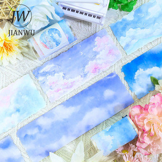JIANWU 70mm * 200cm Vintage Màu Nước Bầu Trời Mây Phong Cảnh Chất Liệu Cắt Kéo Thêu Sò Băng PET Sáng Tạo DIY Tạp Chí Văn Phòng Phẩm