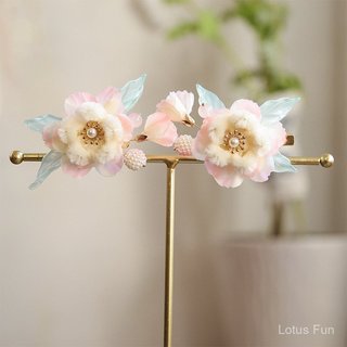 Giả Tóc Lông Cừu Hồng Đào Phong Cách Cổ Tích Trung Hoa - Phụ Kiện Tóc