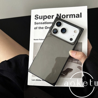 Cao cấp tối giản màu đen bóng vuông phù hợp cho Apple iPhone 17 Promax Apple 17 Ốp điện thoại 16Pro mới 15Pro silicone 16Promax ốp bảo vệ chống rơi