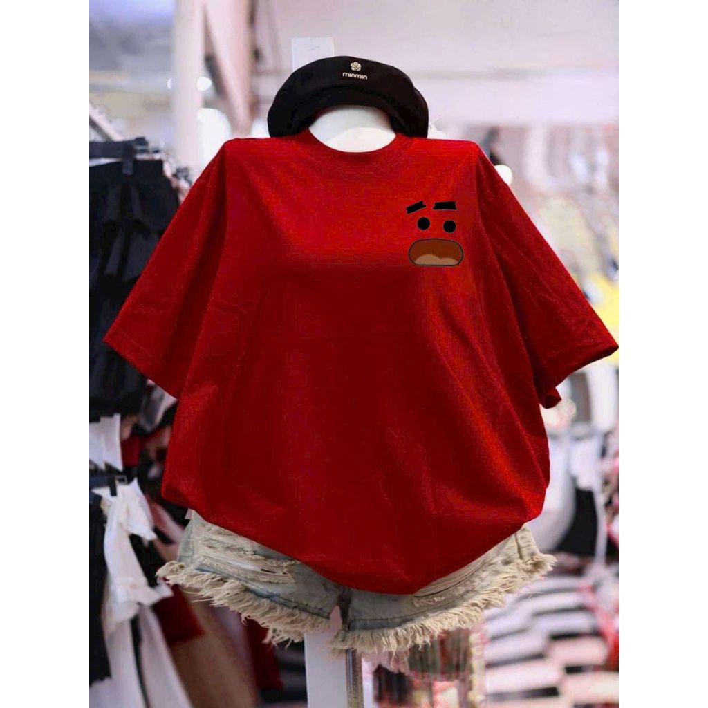 Áo phông unisex tay lỡ cotton su  free size-Hình MẶT BUỒN IN NGGUC