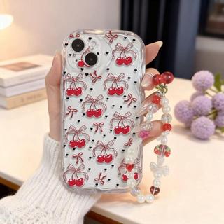 Ốp Xích Nơ Anh Đào Cho Infinix Smart 10 Plus 9 7 Hot 50 50i Tecno Spark 30C 10 20 Pro Spark Go 2025 2023 1 1s Dâu Ngọc Trai May Mắn Trong Suốt Vỏ Điện Thoại
