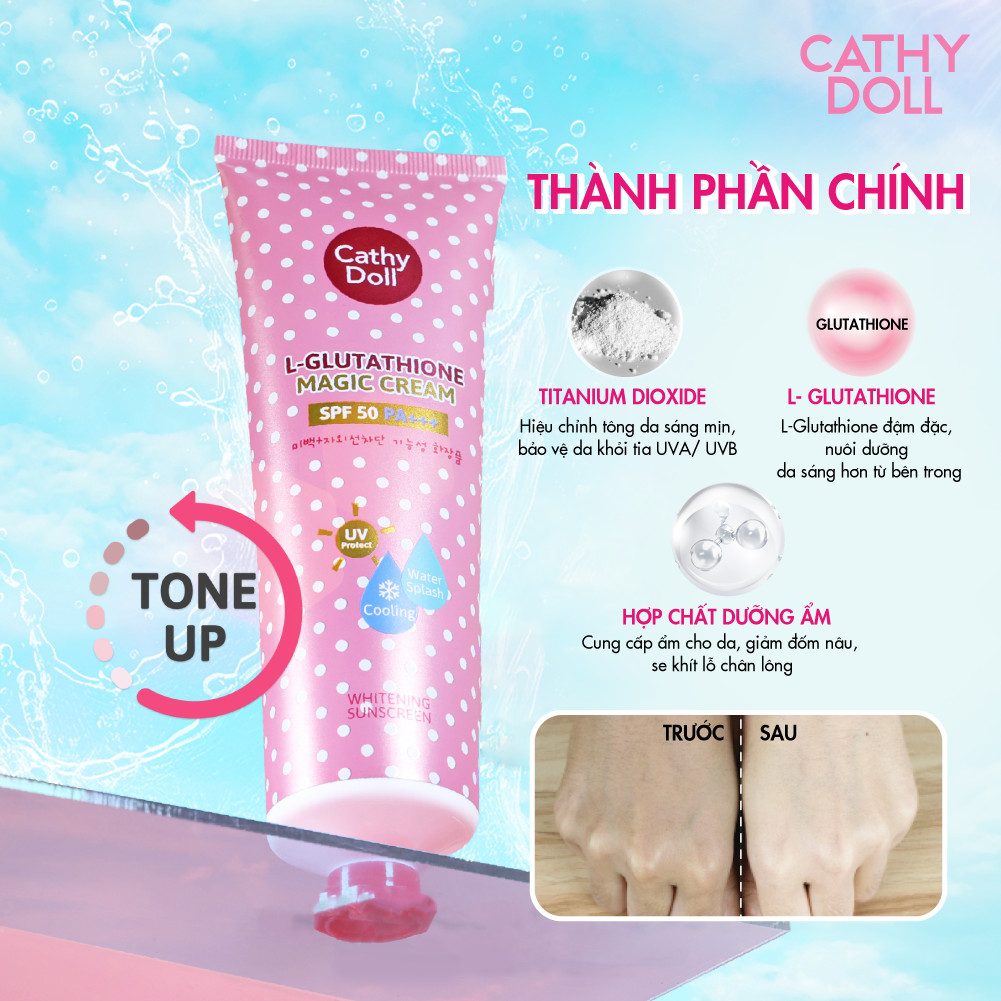 Kem Chống Nắng Trắng Da Cathy Doll L-Glutathione Magic Cream Spf 50 Pa+++ 138 ml