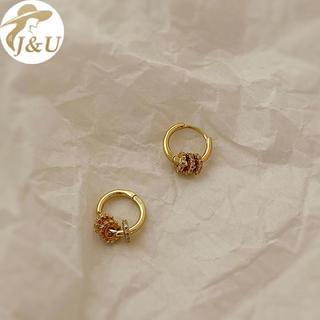 Ju hình học bánh răng vòng tròn, bông tai nữ thời trang Hàn Quốc với zircon