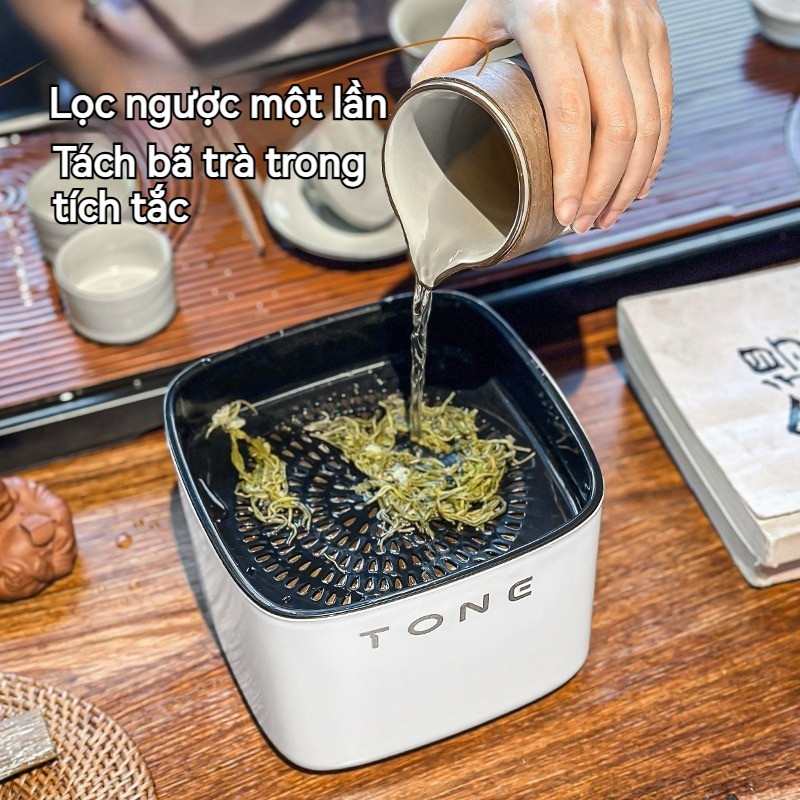 Hộp đựng bã trà thông minh, có ngăn trên thoát nước tiện lợi,Chịu nhiệt cao,Thiết kế hai lớp,để bàn thiết kế hiện đại