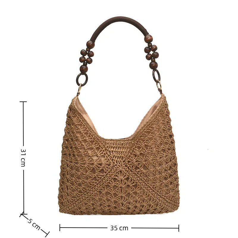 ANCO Túi du lịch công suất lớn dành cho nữ 2026 Mùa hè mới Dây bện Tott Handle Single Shoulder Beach Vacation Fashion