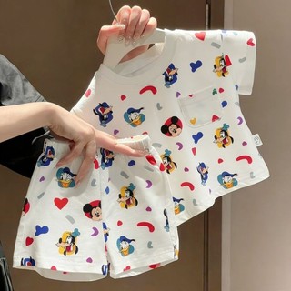 Bộ đồ Mickey cho bé - áo thun tay ngắn + quần short hoạt hình dễ thương mặc nhà đi chơi