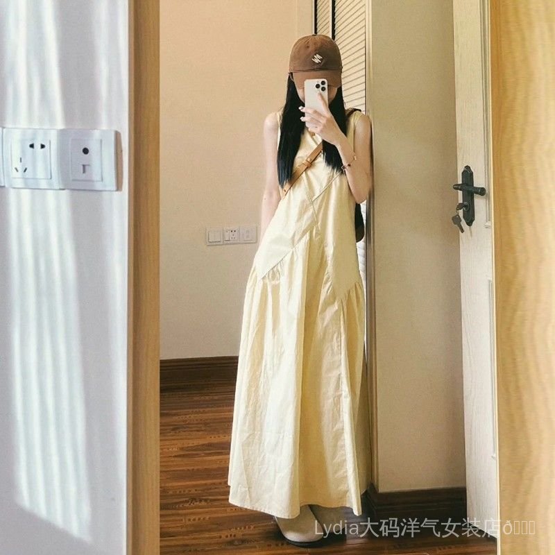 [Giảm giá 10% trong thời gian có hạn] Seckill 26 Phong cách mới Kích thước lớn Thời trang Quần áo nữ chất lượng cao Tính khí Áo Vest không tay Màu vàng nhạt Quần áo nữ mùa hè Dopamine Giảm tuổi ngọt ngào Chữ a