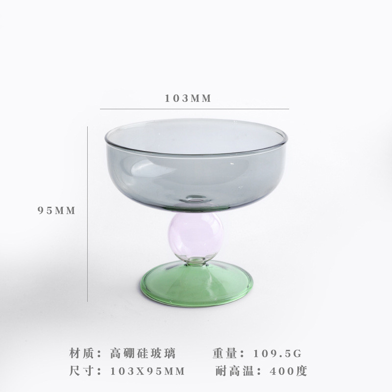 Bát thủy tinh cao tráng miệng chịu nhiệt, dùng cho kem, sữa chua, đường, nước, kiểu dễ thương gia đình