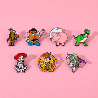 7 Cái / bộ Dễ Thương Sáng Tạo Đồ Chơi Câu Chuyện Kim Loại Huy Hiệu Hoạt Hình Buzz Lightyear Trâm Hợp Kim Men Phụ Kiện